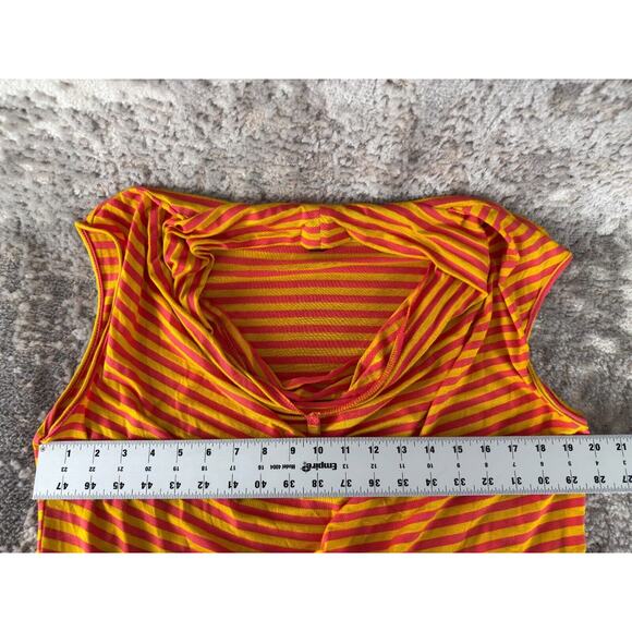 Fenn Wright Manson Plus Size 1X Striped Stretch Scoop Neck Top Orange Pink - Picture 4 of 7